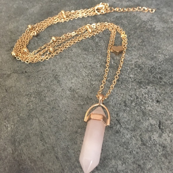 Spiritual Rose Quartz Love Stone Heart Necklace - Picture 5 of 6